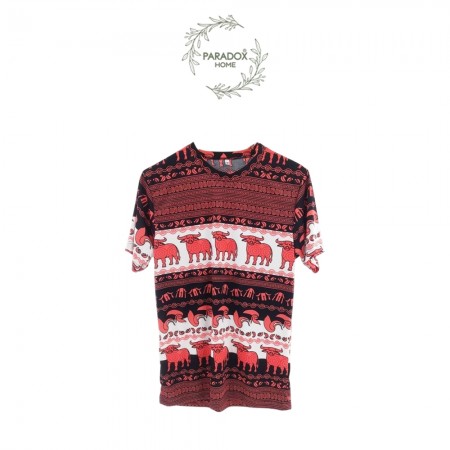 เสื้อส้มคอกลมนาโน ลายควายวิถีไทย