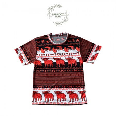 เสื้อเด็กเล็กคอกลม คอกลม สีพื้นขาวควายส้ม ลายควายวิถีไทย เสื้อเด็กเล็กคอกลม คอกลม สีพื้นขาวควายส้ม ลายควายวิถีไทย