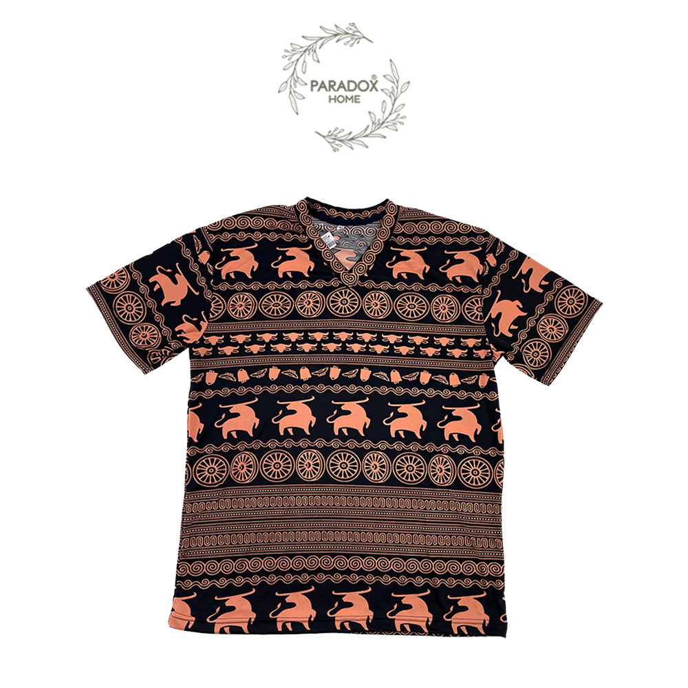 เสื้อคอวีนาโนลายควายวิถีไทย